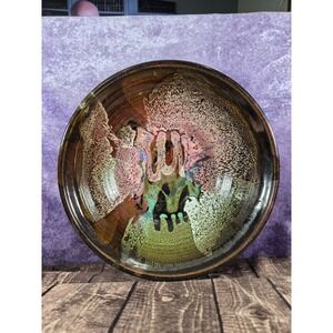 Paul Park City Utah Studio Pottery Hand Signed Glazed Stoneware Bowl Multi-Color